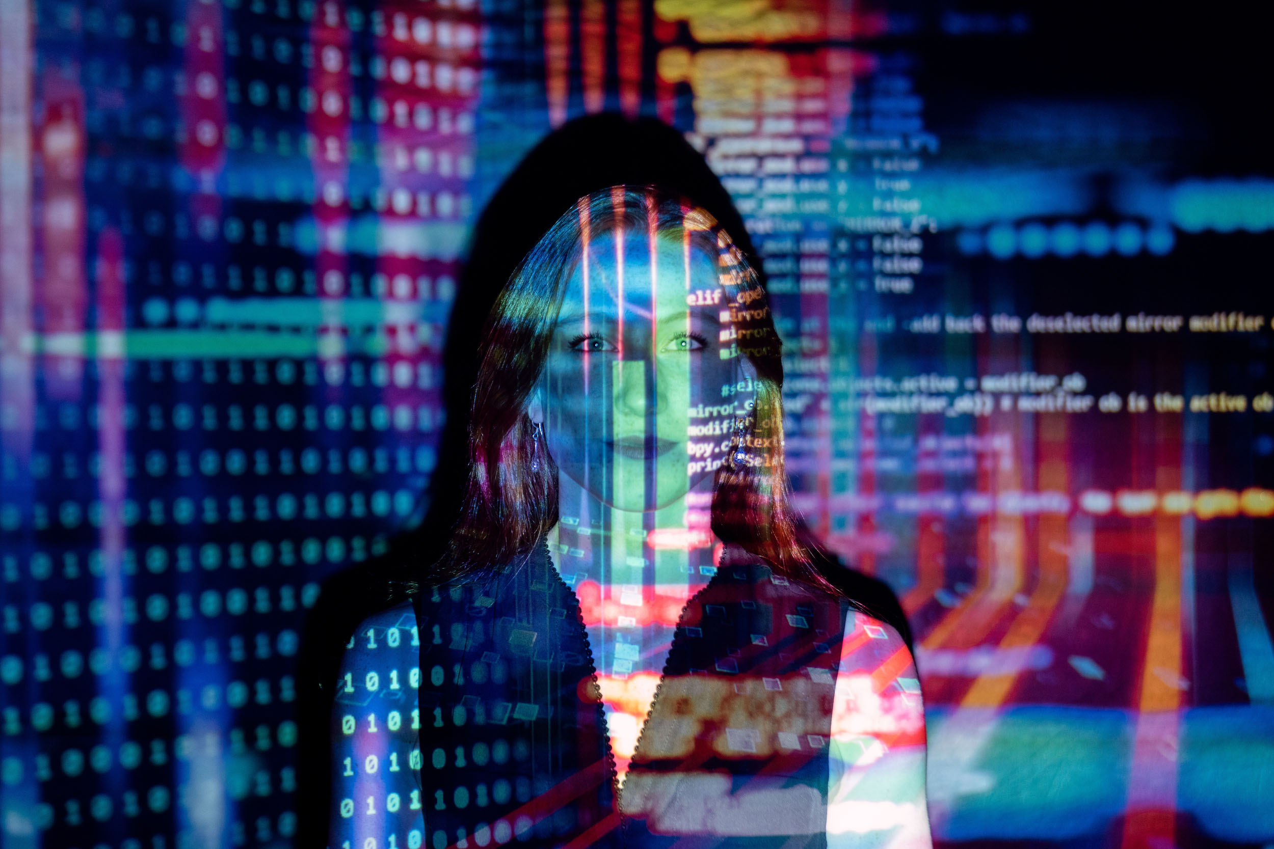 Girl with Computer graphics